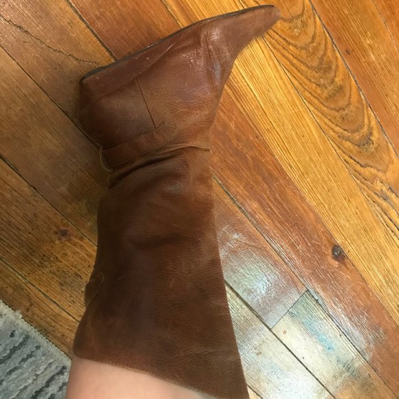 Cathy Jean Brown Genuine Leather Boots Boho Buckle - Picture 4 of 4